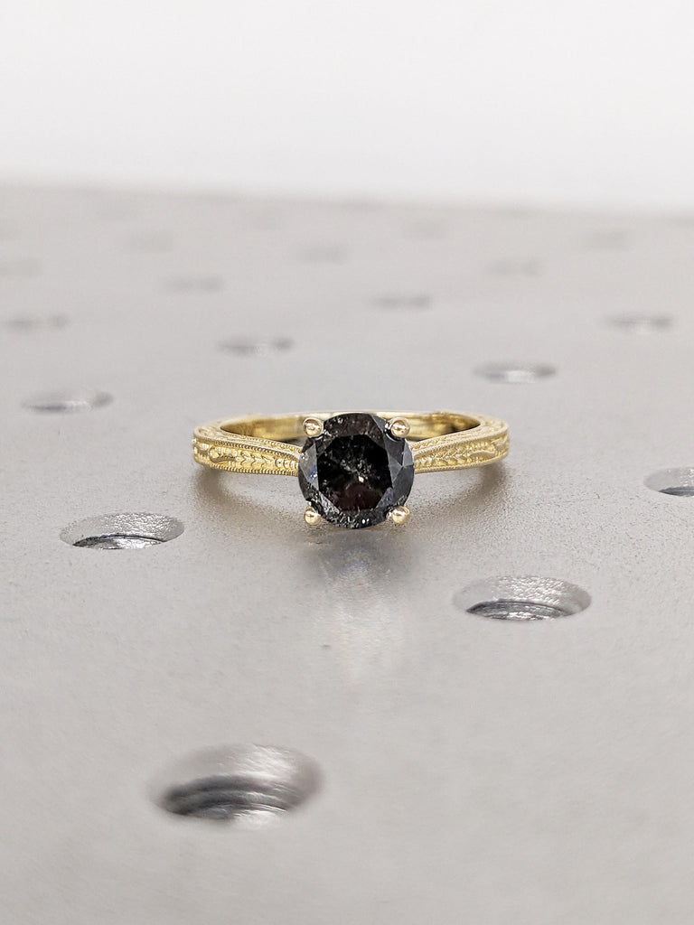 Salt and Pepper Diamond Ring