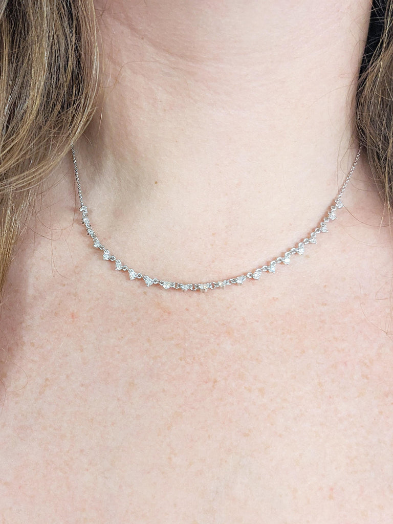 White Gold Chain Necklace | Diamond by the Yard Necklace | Anniversary Necklace | Diamond Jewelry | Necklace for Women | Unique Gift for Mum