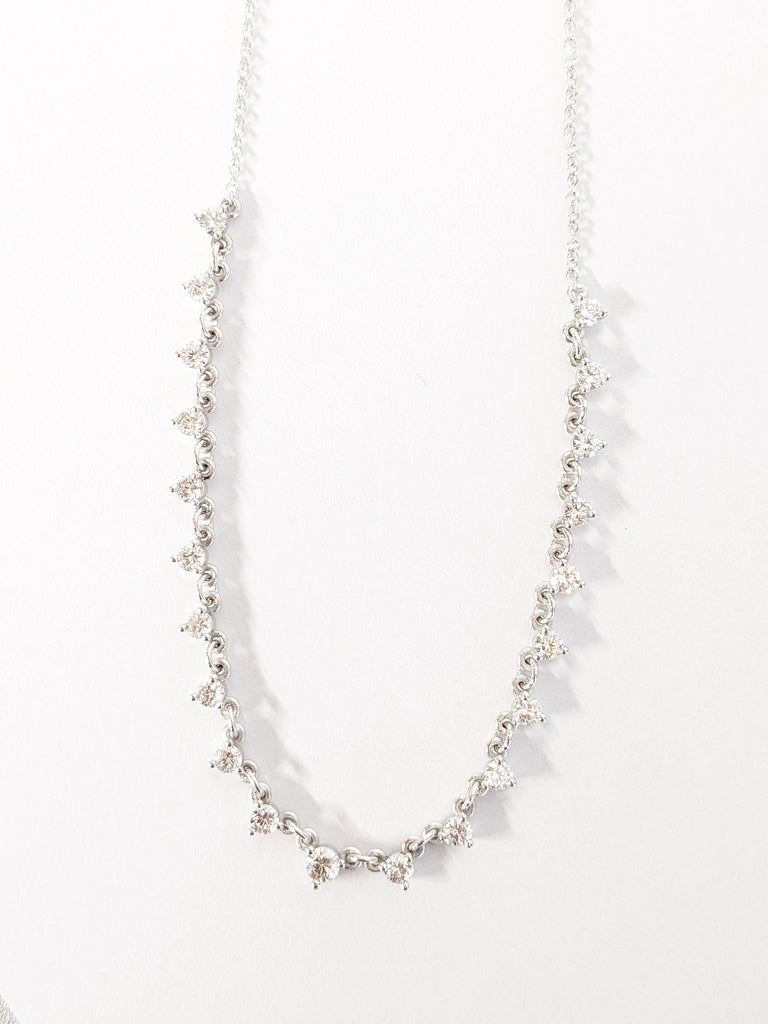 White Gold Chain Necklace | Diamond by the Yard Necklace | Anniversary Necklace | Diamond Jewelry | Necklace for Women | Unique Gift for Mum