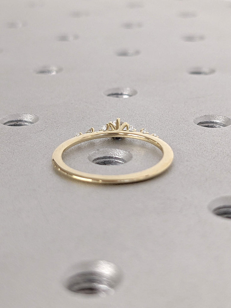 Cluster Ring | Tiny Moissanite Engagement Ring | Natural Diamond Ring | | Certified Man Made Diamond Promise Ring | Gold Rings for Women