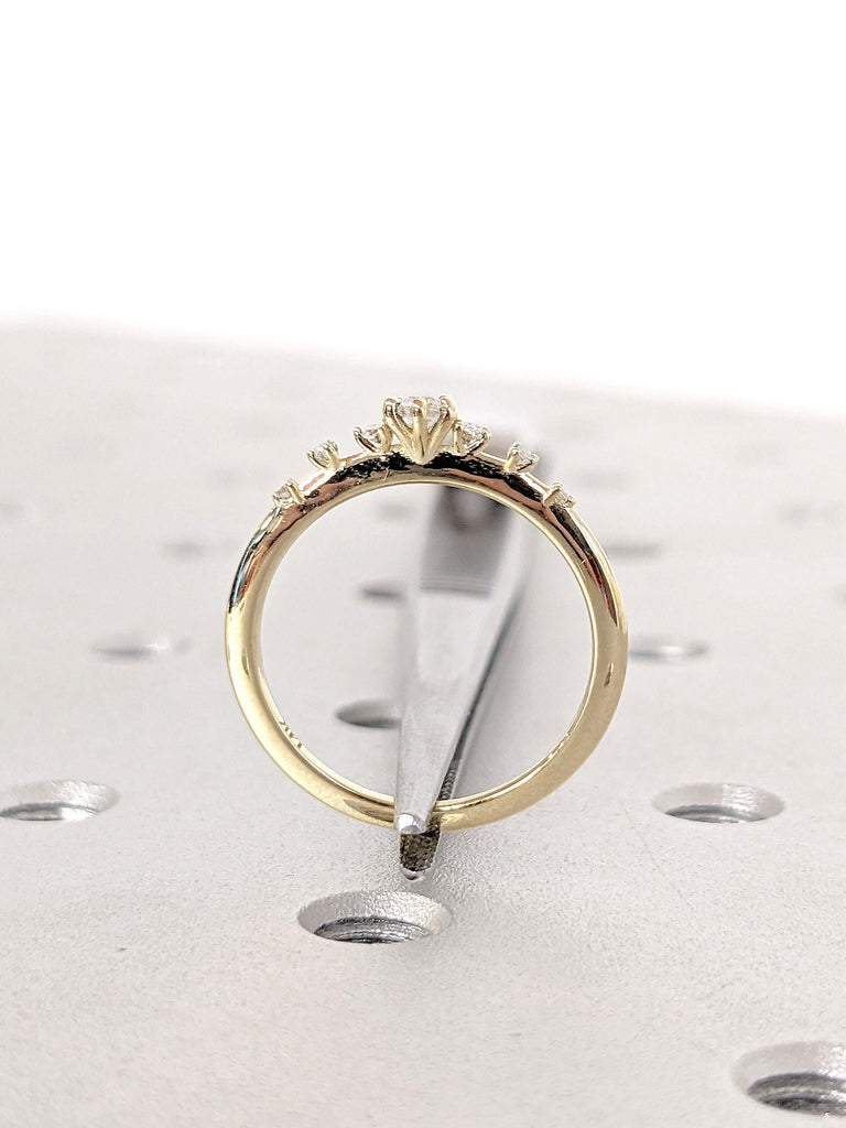 Cluster Ring | Tiny Moissanite Engagement Ring | Natural Diamond Ring | | Certified Man Made Diamond Promise Ring | Gold Rings for Women