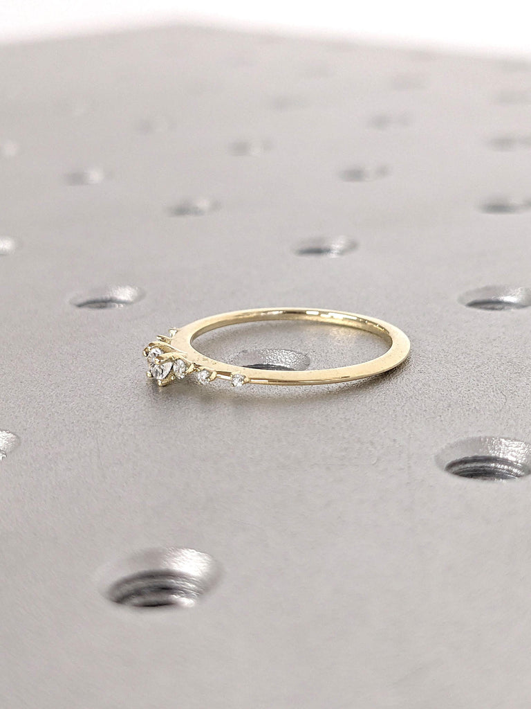 Cluster Ring | Tiny Moissanite Engagement Ring | Natural Diamond Ring | | Certified Man Made Diamond Promise Ring | Gold Rings for Women