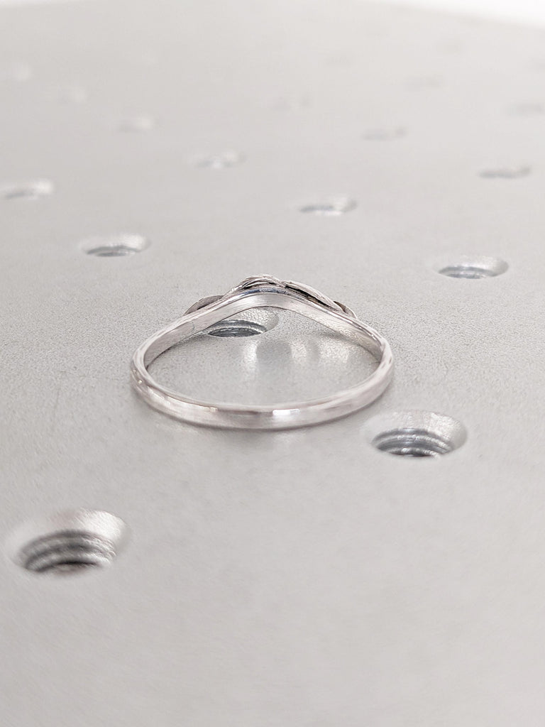 14k White Gold Wedding Band, Nature Rings for Women, Promise Ring for Her, Flower Ring, Stacking Ring, Minimalist Ring, Wedding Band Women