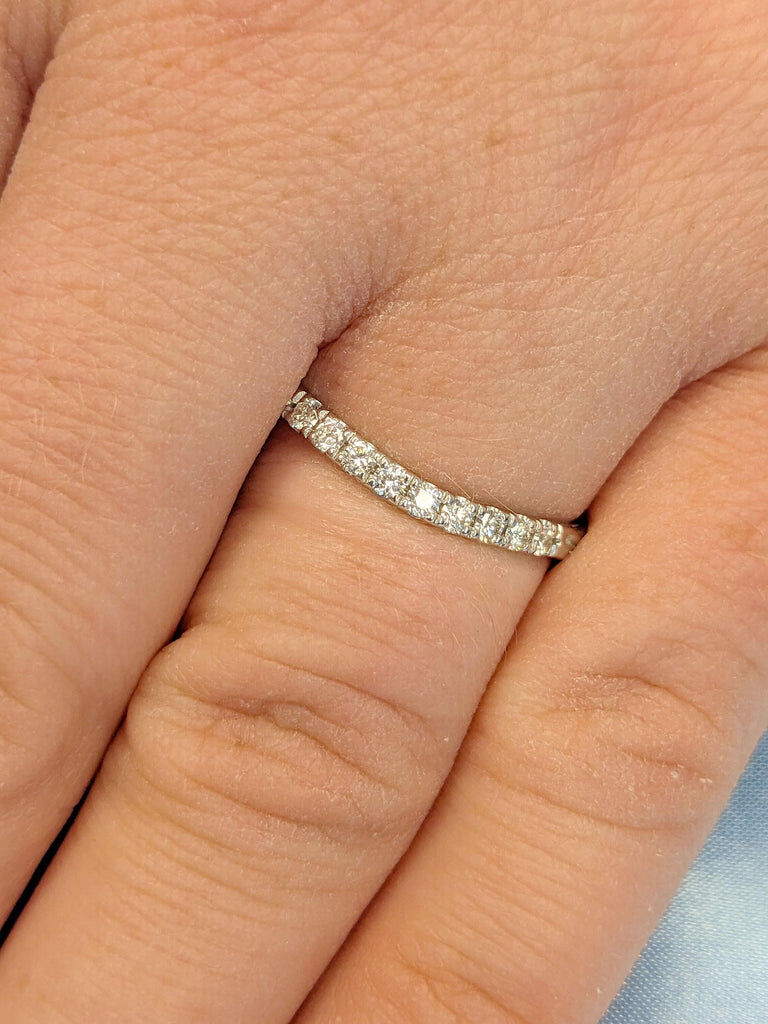 14k White Gold Rings for Women | Paved Lab Created Diamond Stacking Ring | Half Eternity Diamond Gold Ring