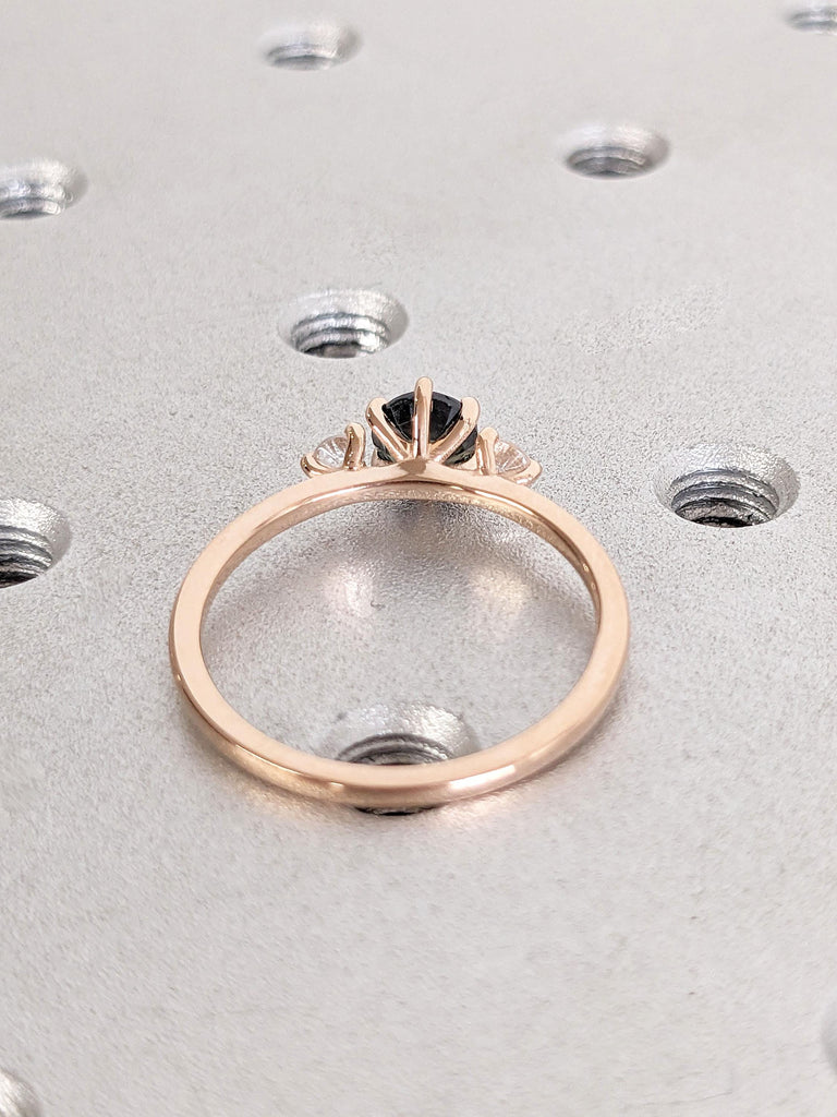 Unique Peacock Sapphire and Moonstone Wedding Anniversary Ring | Real Rose Gold Rings for Women | Sapphire Promise Ring | Handmade Jewelry