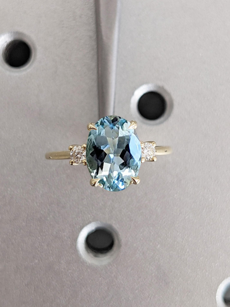 Lab Aquamarine and Diamond Promise Ring for Her
