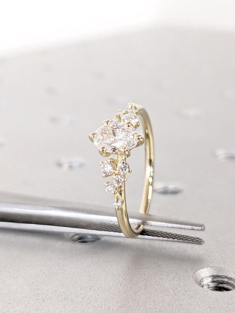 0.5ct VVS Moissanite Ring | 14k Gold Engagement Ring | Snowdrift Ring | Diamond Cluster Promise Ring