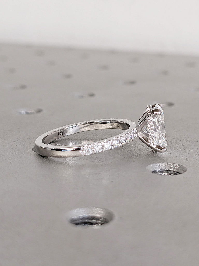1.5ct Lab Diamond Engagement Ring, Hidden Halo Oval Ring, Dainty Lab Diamond Ring, Oval Engagement Ring, White Gold Ring, Unique Bridal Gift