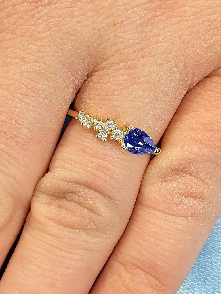 0.5ct Sapphire Promise Anniversary Ring | IGI Certified Eco Friendly Lab Diamond Proposal Ring | Lab Grown Diamond Engagement Ring | Simple Sapphire and Diamond Ring | 14k Wedding Ring