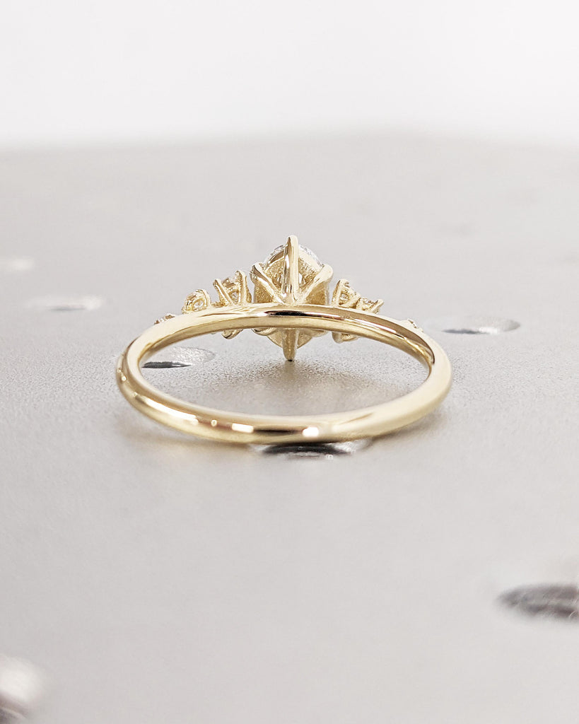 Oval Cut Lab Diamond Ring Vintage Diamond Engagement Ring White Gold Unique Snowdrift 6 Prongs Engagement Ring Diamond Wedding Art Deco Ring