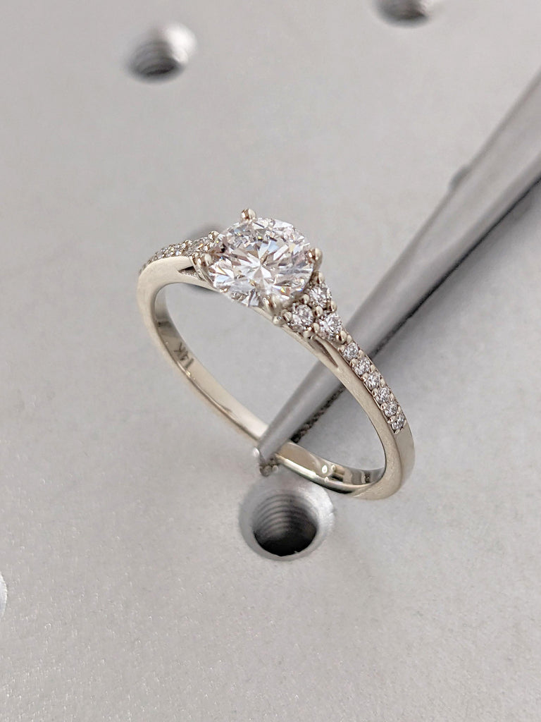 D Color VS1 Lab Grown Diamond Art Deco Promise Ring | Woman Bridal Ring | Multi Stone Diamond Ring