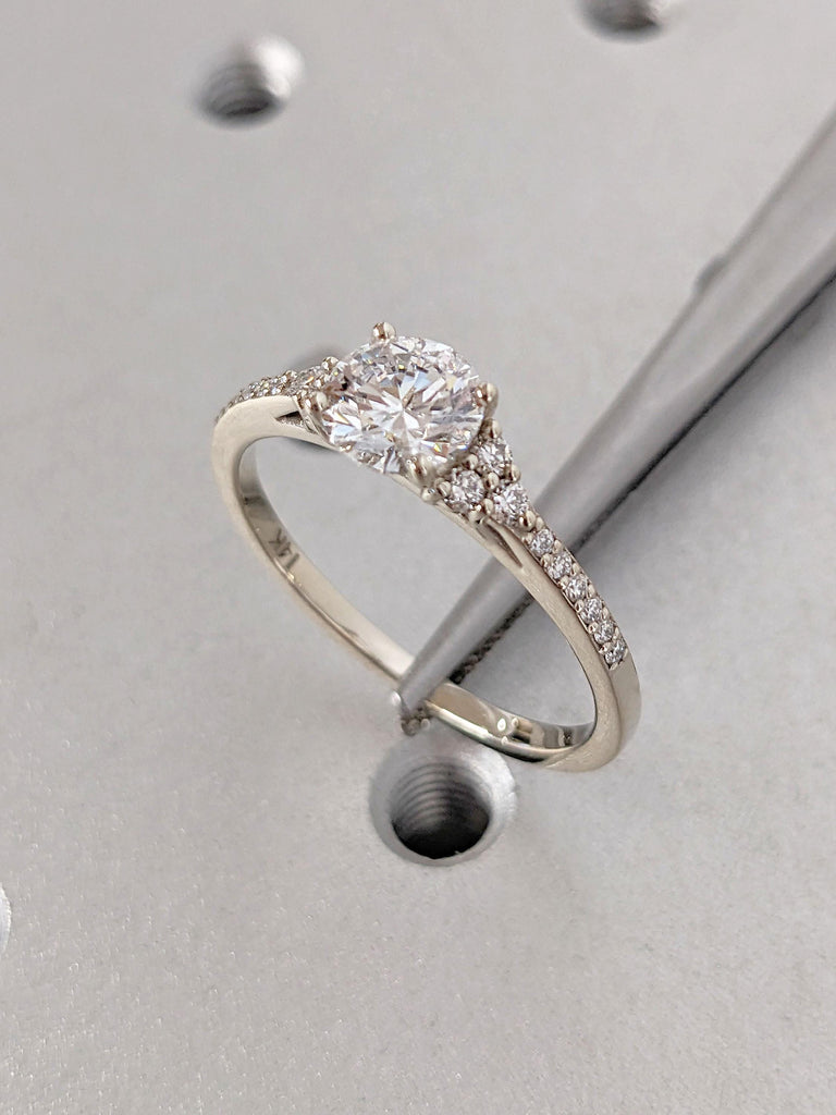 D Color VS1 Lab Grown Diamond Art Deco Promise Ring | Woman Bridal Ring | Multi Stone Diamond Ring