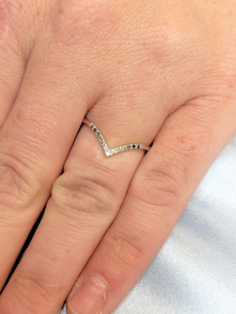 Salt and Pepper Grey Diamond Women Wedding Ring | Thin Gold Rings for Women | Stacking Ring