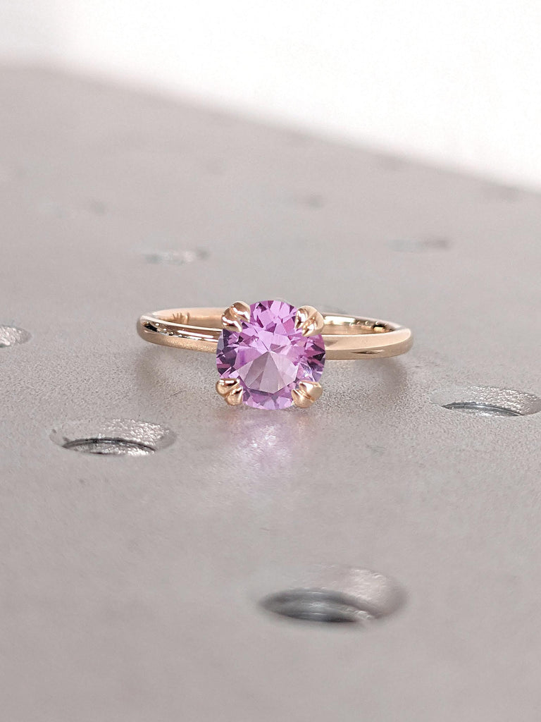 1 Carat Purple Alexandrite Gemstone Ring | Solitaire Round Engagement Ring | Round Lab Alexandrite Wedding Ring for Her | Minimalist Anniversary Ring Proposal Ring | Double Talon Prong Ring