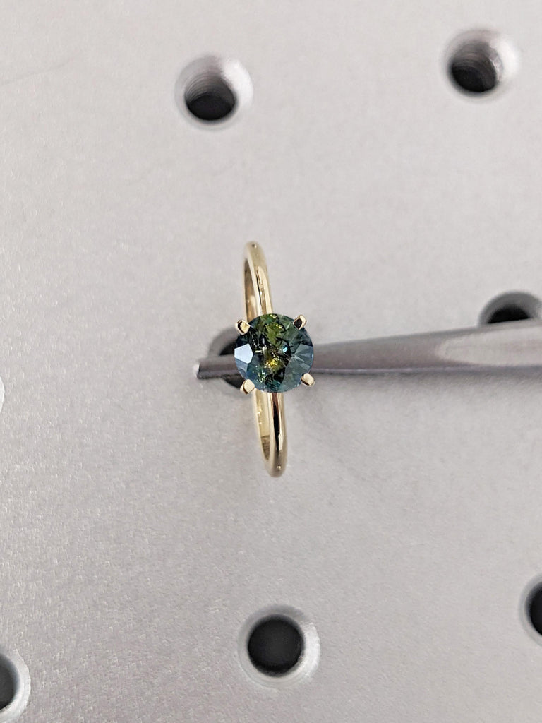 Comfort Fit Montana Sapphire Ring, Dainty 14k Solid Gold Engagement Ring, 0.5ct Teal Sapphire Promise Ring, Sapphire Jewelry, Solitaire Ring