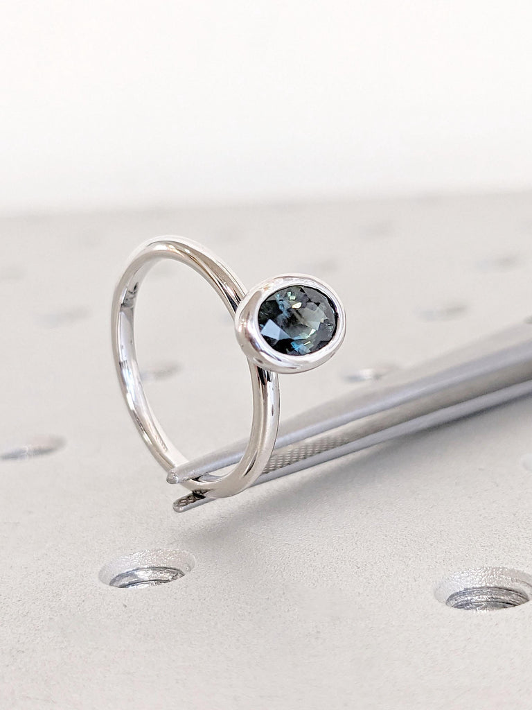 Beautiful Blue Green Sapphire Engagement Ring for Her | 1CT Oval Engagement Ring | 1 Carat Natural Sapphire | Women Wedding Ring