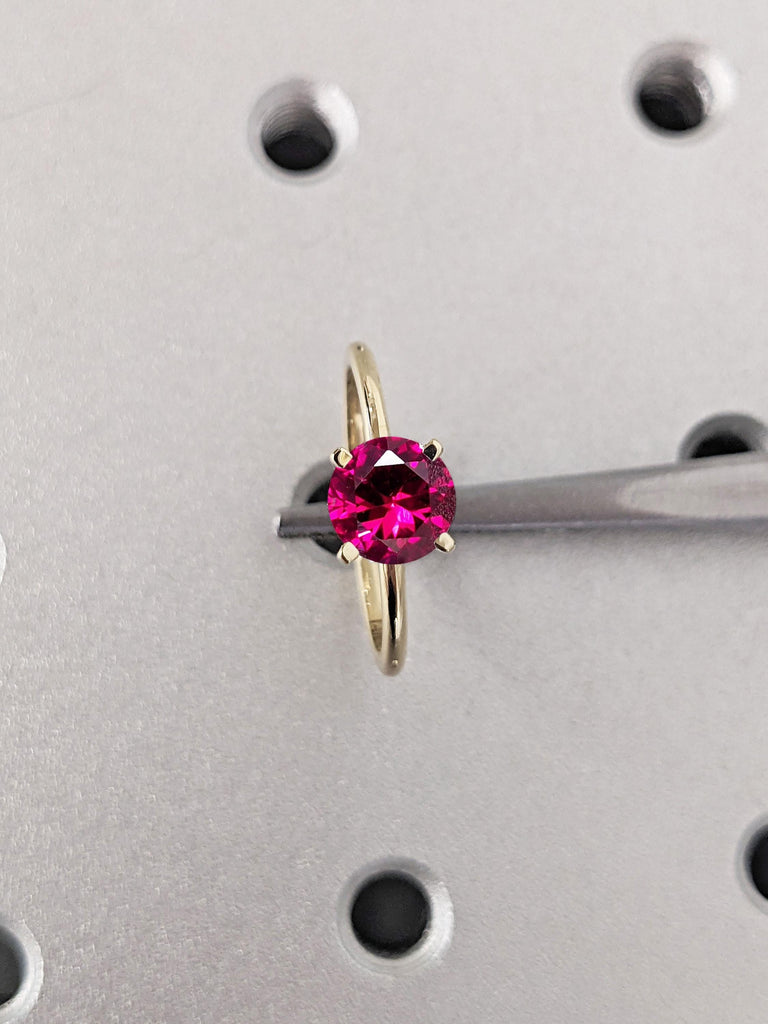 Comfort Fit Ruby Ring, Solitaire Ring, Vintage 14k Yellow Gold Wedding Rings for Women, Ruby Jewelry, Dainty Ruby Ring, Gold Engagement Ring