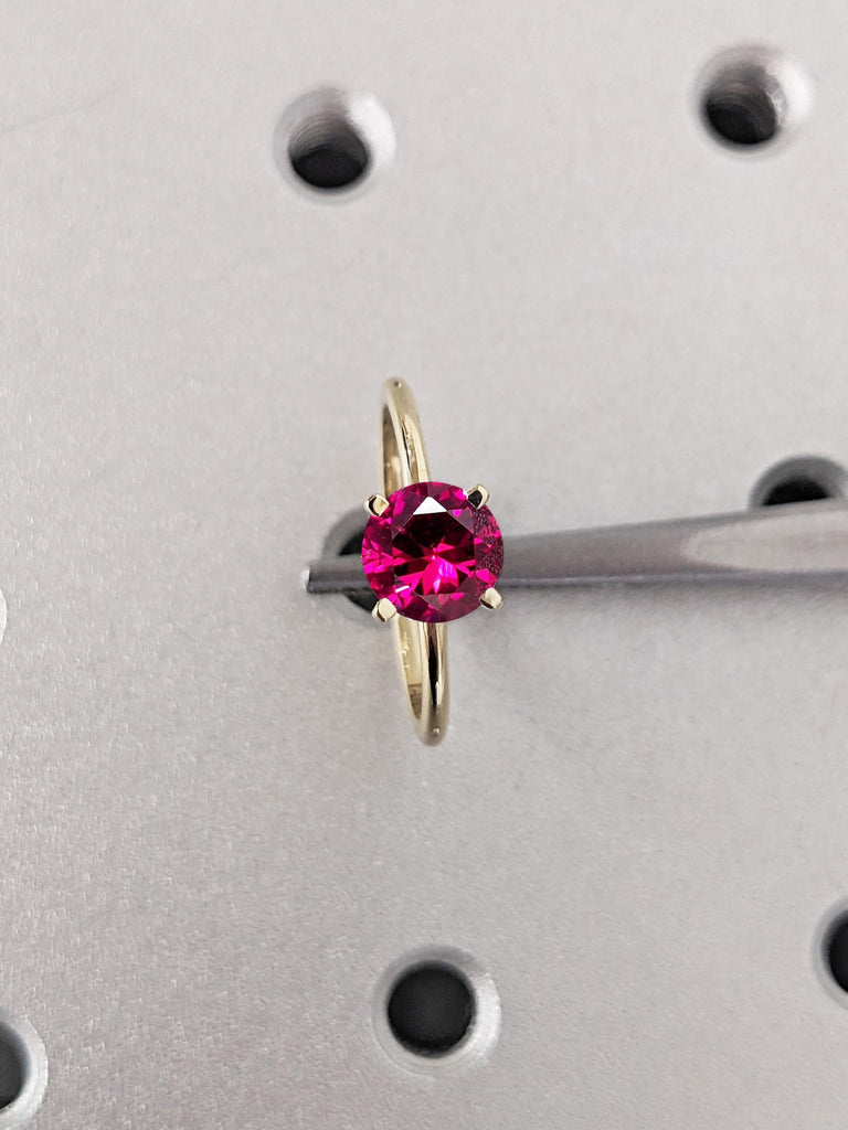 14k Solid Gold Ruby Engagement Ring, Minimalist Ring, Birthstone Jewelry, Ruby Gemstone Ring, July Birthstone Ring, Red Ruby Rings for Women