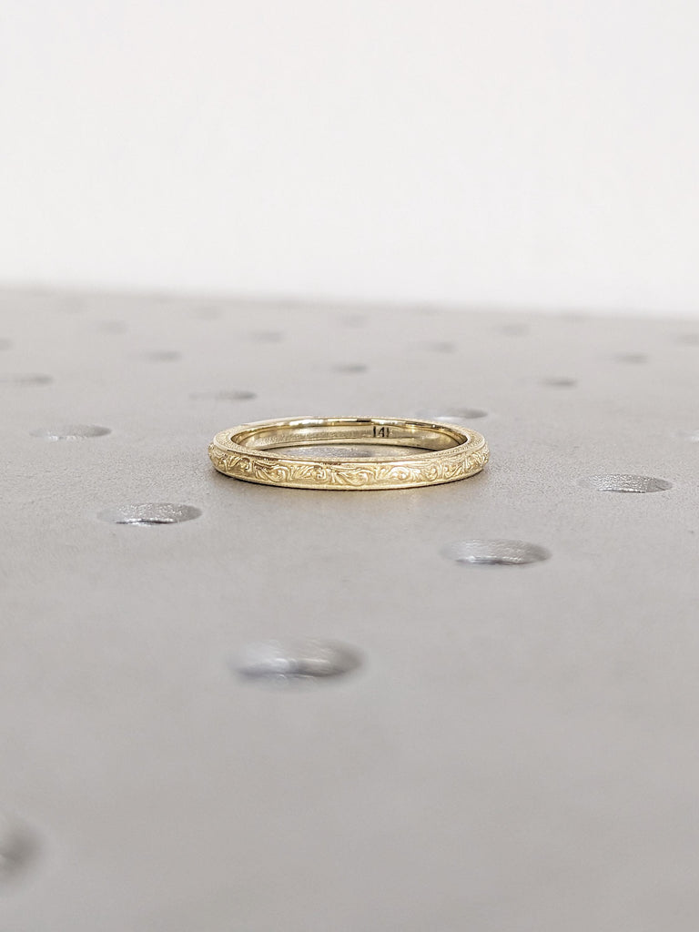 Filigree Gold Wedding Band, Milgrain 14k Solid Gold Ring, Unique Wedding Band, Stacking Rings for Women, Women Wedding Ring, Matching Ring image #6