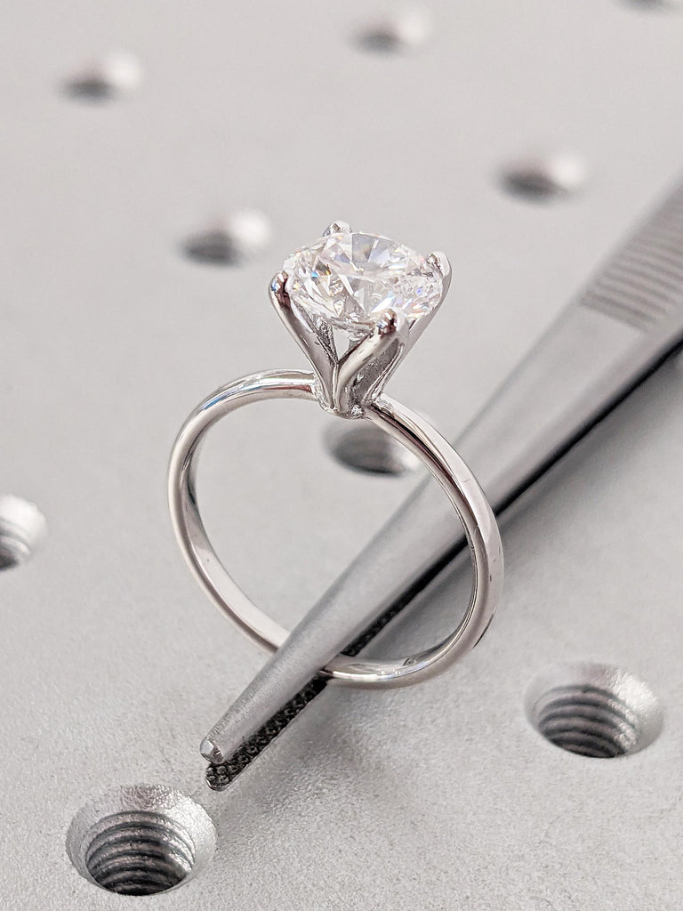 Round Lab Grown Diamond Solitaire Ring, Lab Grown Diamond Ring, 18k Gold Ring, Dainty Diamond Ring, Minimalist Ring, Promise Ring for Her