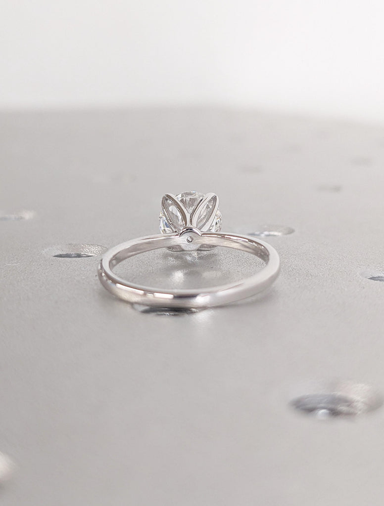 Lab Grown Diamond Engagement Ring, Dainty 18k White Gold Solitaire Ring, Unique Lab Diamond Ring, Round Diamond Ring, Simple Rings for Women