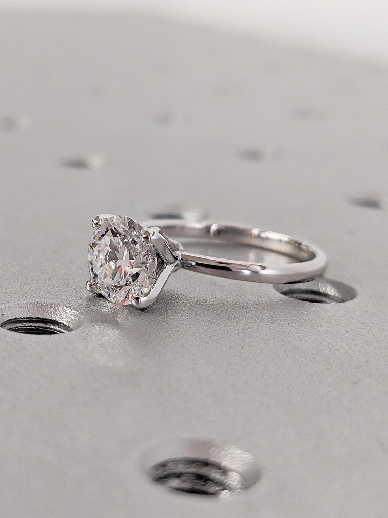 Solitaire White Gold Ring, Moissanite Rings for Women, Gold Engagement Ring, Moissanite Simple Rings, Wedding Anniversary Ring, Gift for Her