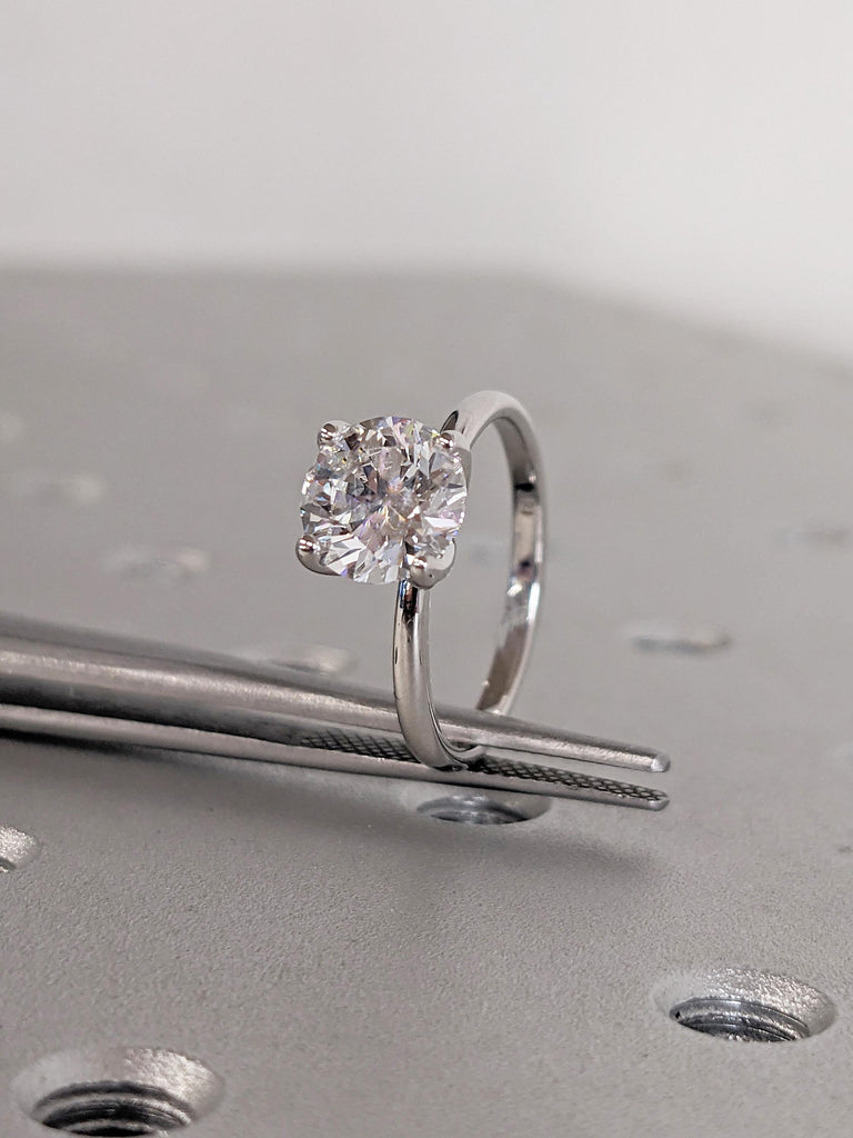 Solitaire White Gold Ring, Moissanite Rings for Women, Gold Engagement Ring, Moissanite Simple Rings, Wedding Anniversary Ring, Gift for Her