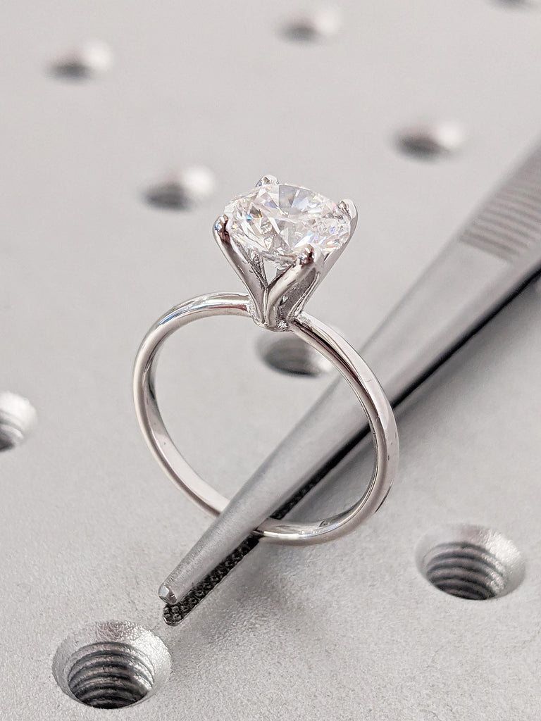 Solitaire White Gold Ring, Moissanite Rings for Women, Gold Engagement Ring, Moissanite Simple Rings, Wedding Anniversary Ring, Gift for Her