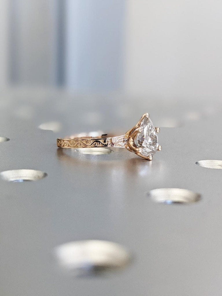 Pear cut Moissanite 18k Gold Rings for Women | Simple Promise Ring | Wedding Anniversary Ring Gift for Her | 1CT, 1.5ct Solitaire Engagement