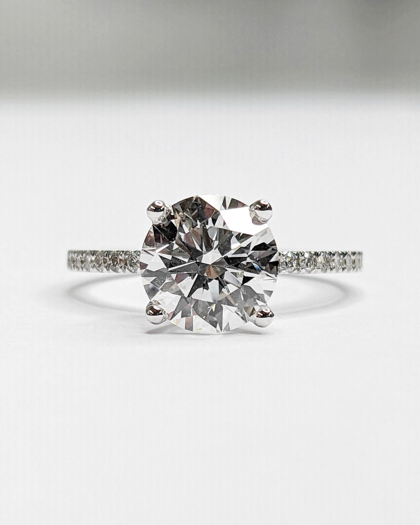 Round Cut Moissanite Engagement Ring | 18K White Gold Promise Ring | Dainty Diamond Proposal Ring | Personalized Wedding Ring | Anniversary