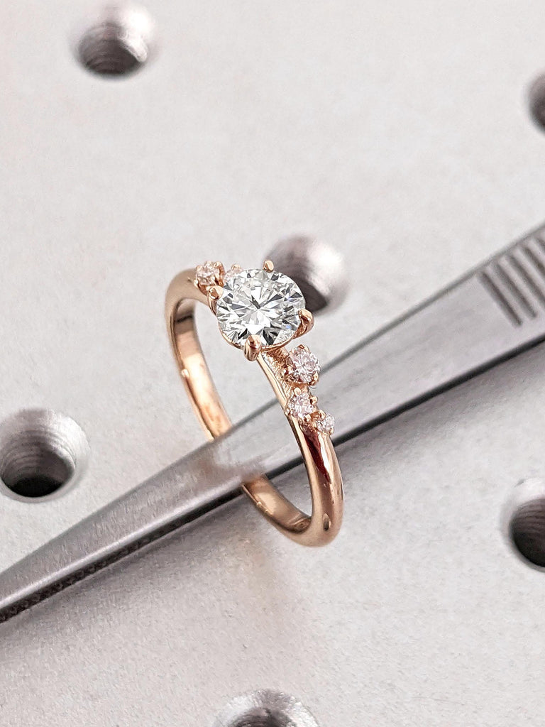 0.75ct - 2 Carat Round cut D/F VVS Lab Created Diamond Engagement Rings for Women | 14k 18k Rose Gold | Snowdrift Ring Diamond Cluster Ring image #3