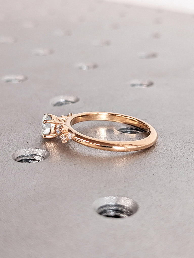 0.75ct - 2 Carat Round cut D/F VVS Lab Created Diamond Engagement Rings for Women | 14k 18k Rose Gold | Snowdrift Ring Diamond Cluster Ring
