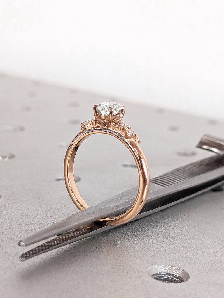 0.75ct - 2 Carat Round cut D/F VVS Lab Created Diamond Engagement Rings for Women | 14k 18k Rose Gold | Snowdrift Ring Diamond Cluster Ring