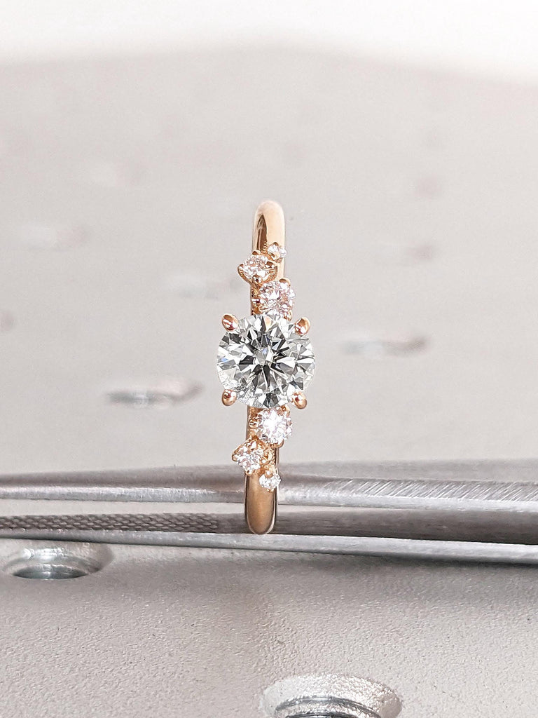 18k Rose Gold Rings for Women | Gold Engagement Ring | 1ct Round cut Moissanite