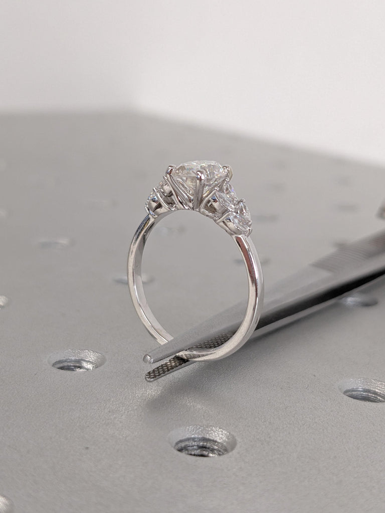 1ct Lab Grown Diamond Engagement Ring, 14k Gold Ring, Oval Lab Diamond Ring, Marquise Cut Diamond Cluster Ring, Nature Inspired Floral Ring