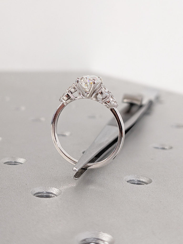 1ct Lab Grown Diamond Engagement Ring, 14k Gold Ring, Oval Lab Diamond Ring, Marquise Cut Diamond Cluster Ring, Nature Inspired Floral Ring