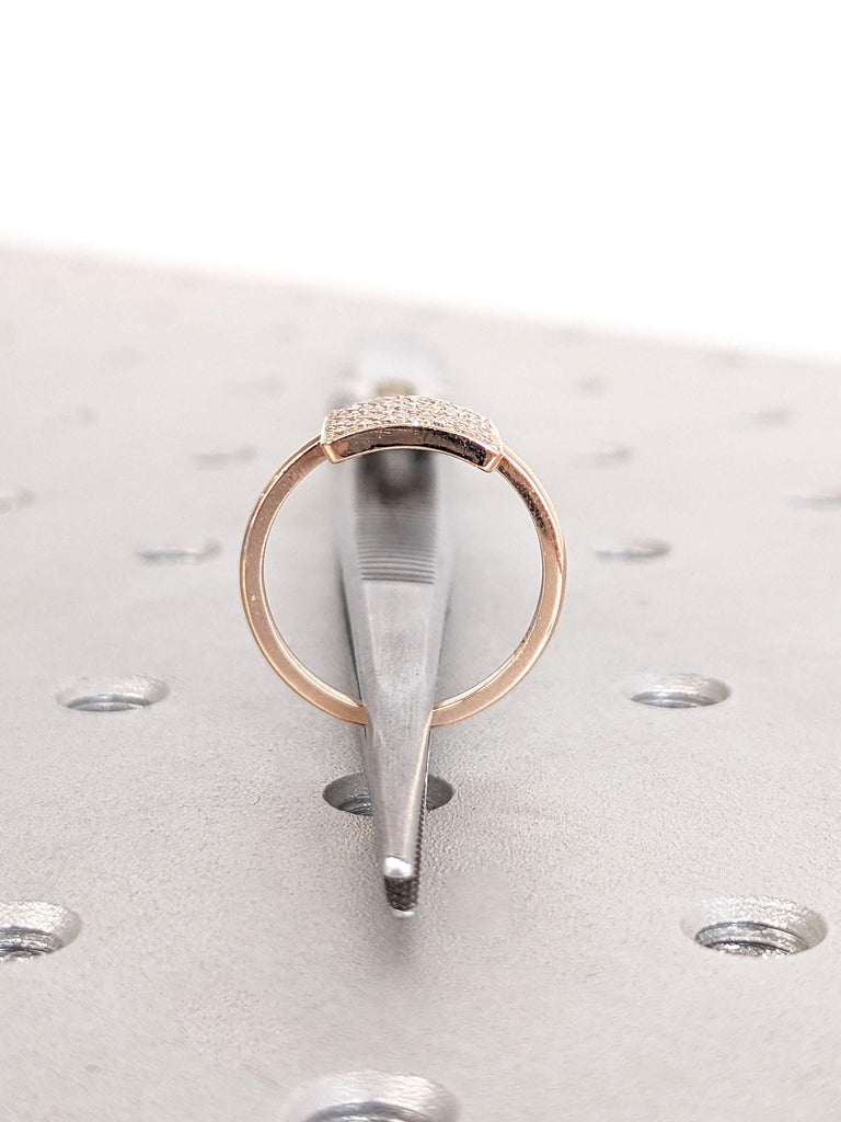 14k 18k Solid Gold Pave Signet Ring | Moissanite Pinky Rings for Women | VVS Lab Created Diamond Ring | Dainty Wedding Ring | Handmade Gifts