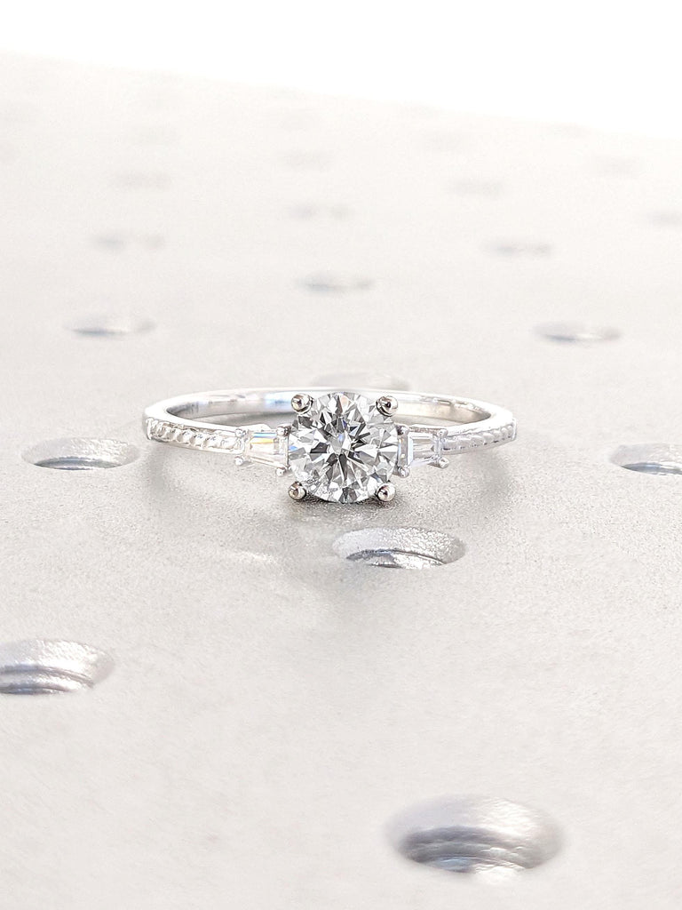 14k White Gold Promise Anniversary Ring | Round cut White Moissanite Engagement Ring | Women Wedding Ring