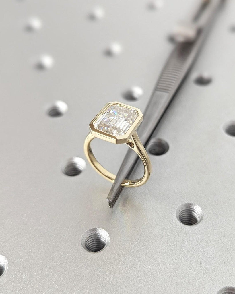 D/F VVS Lab Grown Diamond Promise Ring | Wedding Anniversary Gift for Wife | Bezel set Minimalist Solitaire Ring