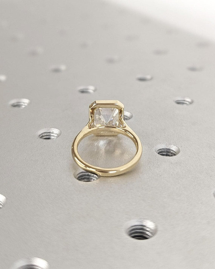 14K 18K Yellow Gold Rings for Women | Certified Man Made Diamond Engagement Ring | D/F VVS IGI Diamond Solitaire | Emerald cut Promise Ring