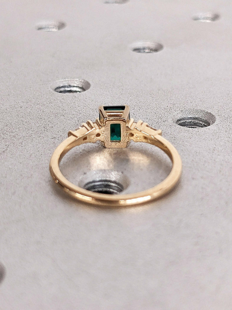 Emerald and Diamond Engagement Ring | 0.5-3 CT Emerald cut Lab Emerald Wedding Anniversary Ring | May Birthstone Birthday Gift for Her Mom