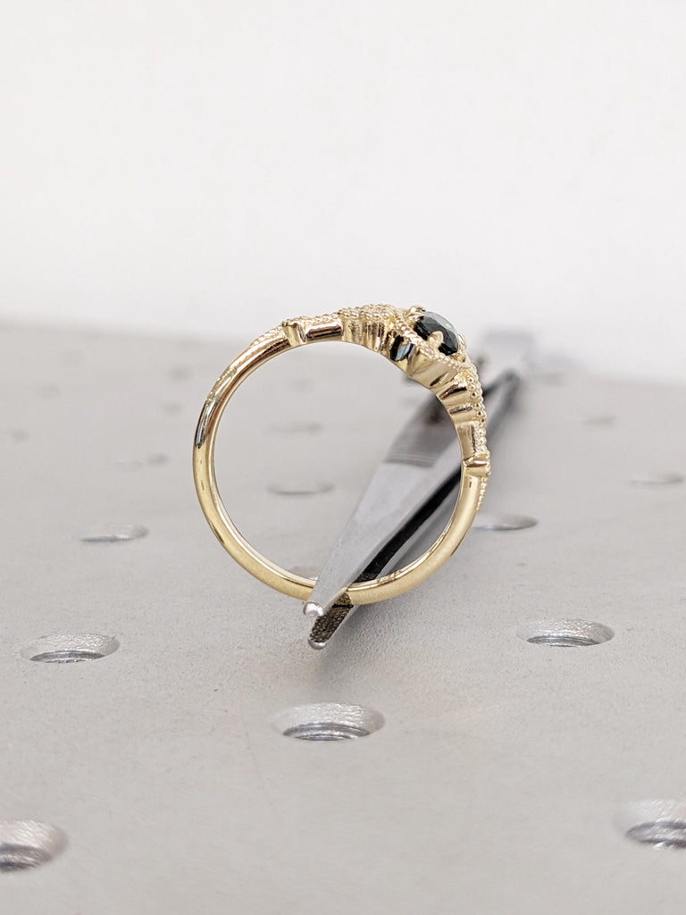 Oval Teal Sapphire Engagement Ring, 14k Solid Gold Ring, Diamond Cluster Ring, Unique Wedding Ring, Victorian Ring for Women, Promise Ring