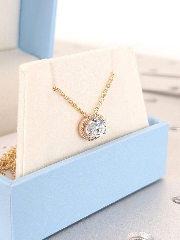 East West 1ct Moissanite Pendant Necklace | Rope Chain Necklace for Her | 18k Rose Gold Dainty Woman Necklace