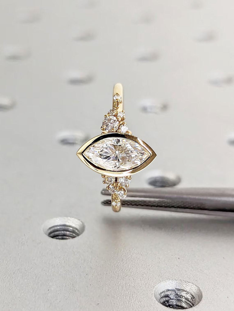 1 CT Marquise Cut Moissanite Engagement Ring