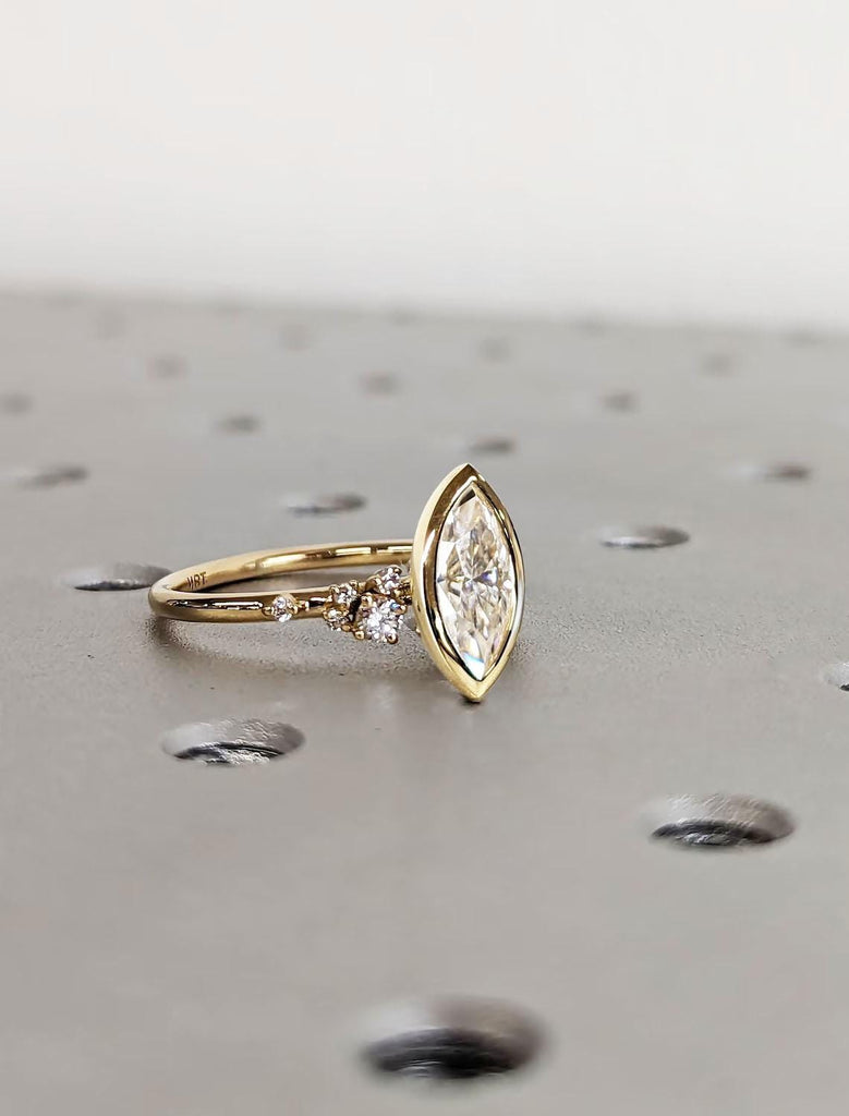 Stylish IGI Certified Diamond Engagement Ring | Bezel Set Marquise cut Diamond Ring | 1ct/1.5ct Lab Grown Diamond Wedding Anniversary Ring