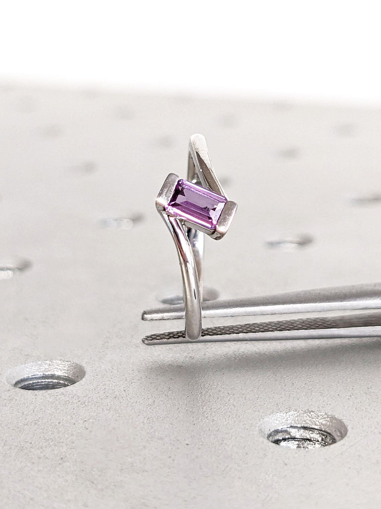 Alexandrite Engagement Ring | Emerald cut Minimalist Alexandrite Solitaire Ring | Engagement Ring for Women in 14k Gold | Bridal Wedding Ring Anniversary