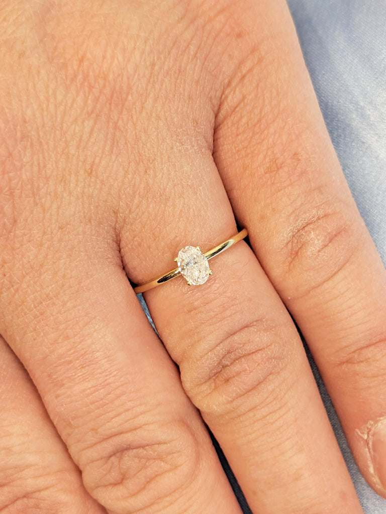 Oval Moissanite Engagement Ring | 14k Solid Gold Ring | Dainty Solitaire Ring | Promise Ring for Her | Women Wedding Band | Engagement Gifts