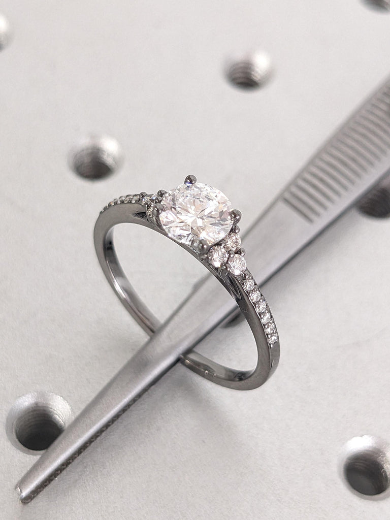 1 Carat Certified Man Made Diamond Gothic Engagement Ring | Alternative Wedding Ring | Wedding Anniversary Gift for Her Wife