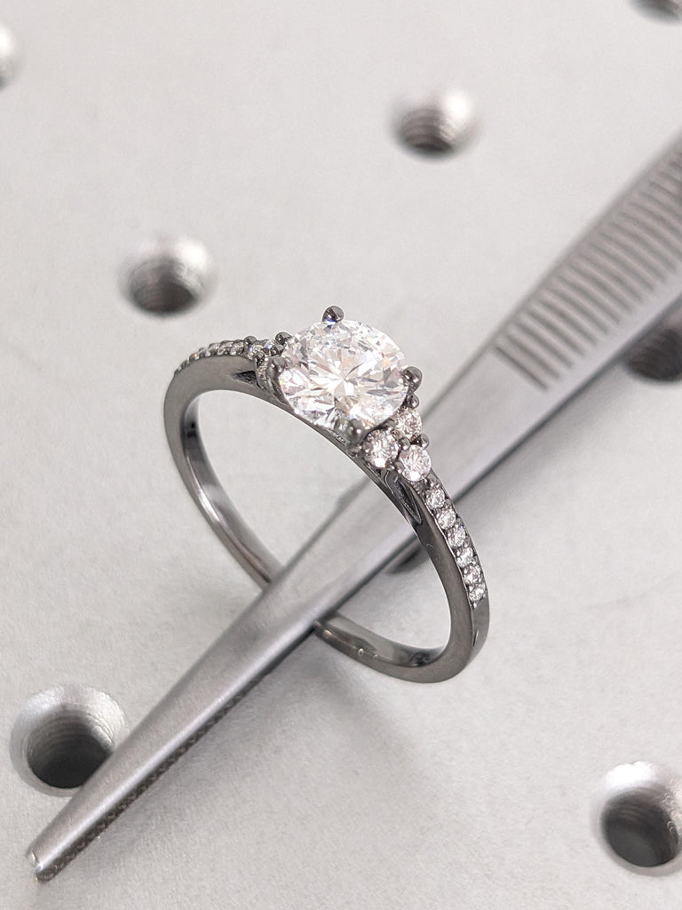 1 Carat Certified Man Made Diamond Gothic Engagement Ring | Alternative Wedding Ring | Wedding Anniversary Gift for Her Wife