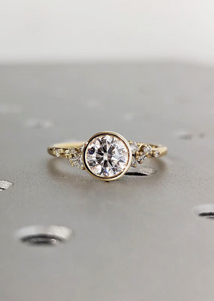 Yellow Gold Rings for Women | Moissanite Cluster Ring | 14k 18k Gold Snowdrift Ring | Woman Engagement Ring